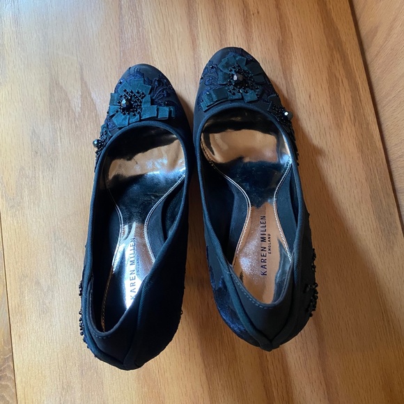 Vintage Karen Millen Teal Blue Silk Evening Pumps - Picture 6 of 7